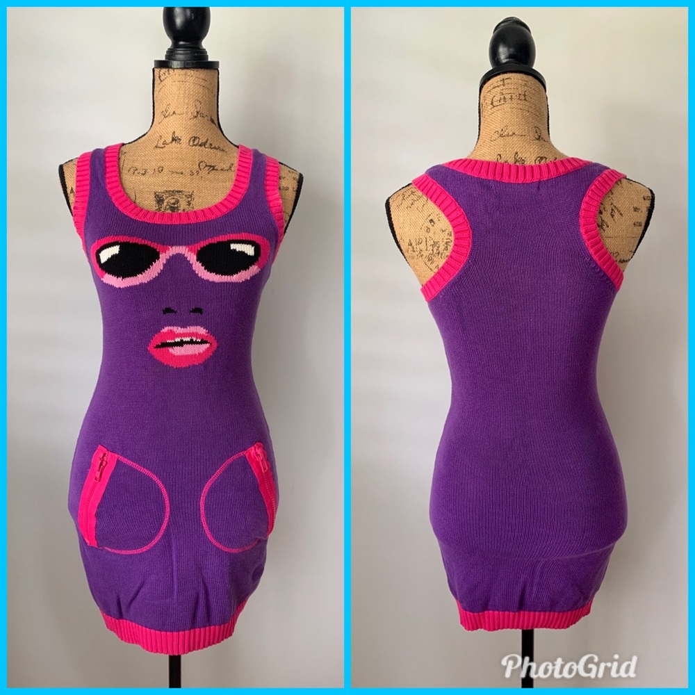 Betsey Johnson Sunglasses Face Sweater Tunic